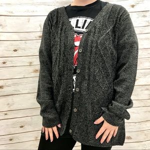KAREN SCOTT Charcoal V Neck Cardigan Sweater